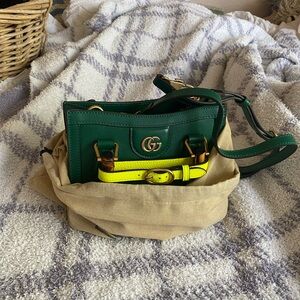 Green leather purse